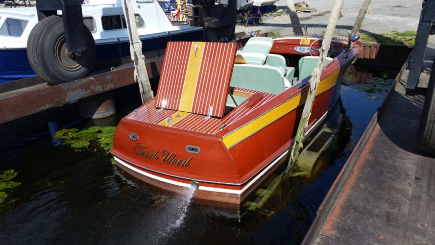 Shepherd boat being lowered into the water