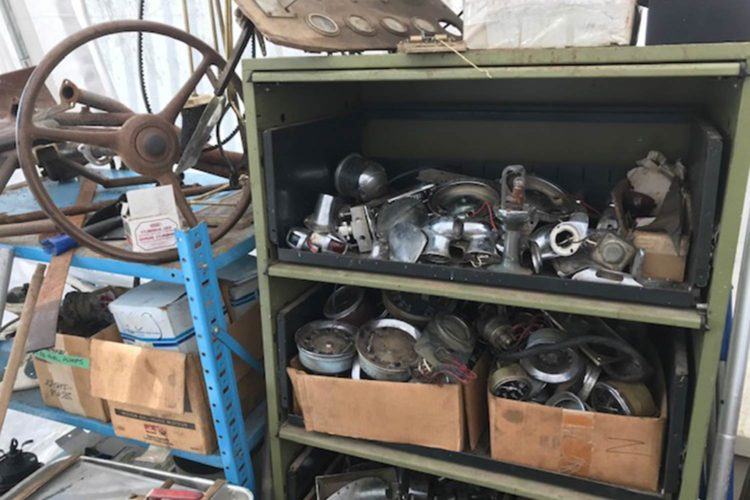 shelves of small metal boat parts