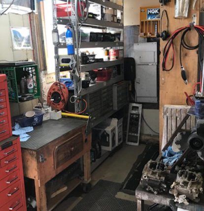 room full of mechanical and electrical tools