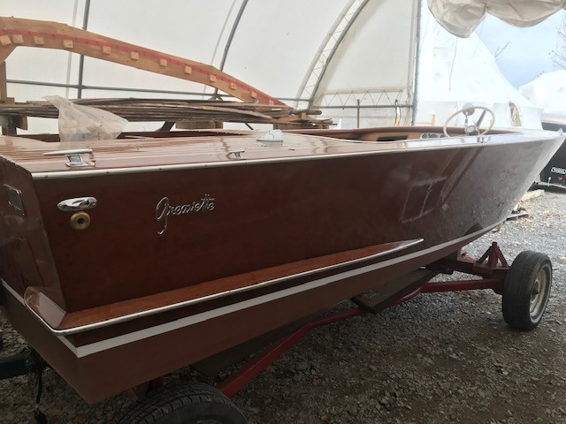 Greavette boat on a trailer