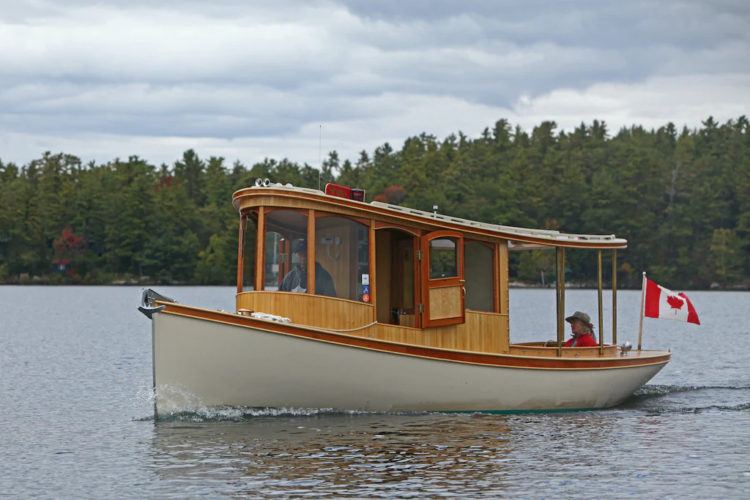 Beautiful boat sailing on lake